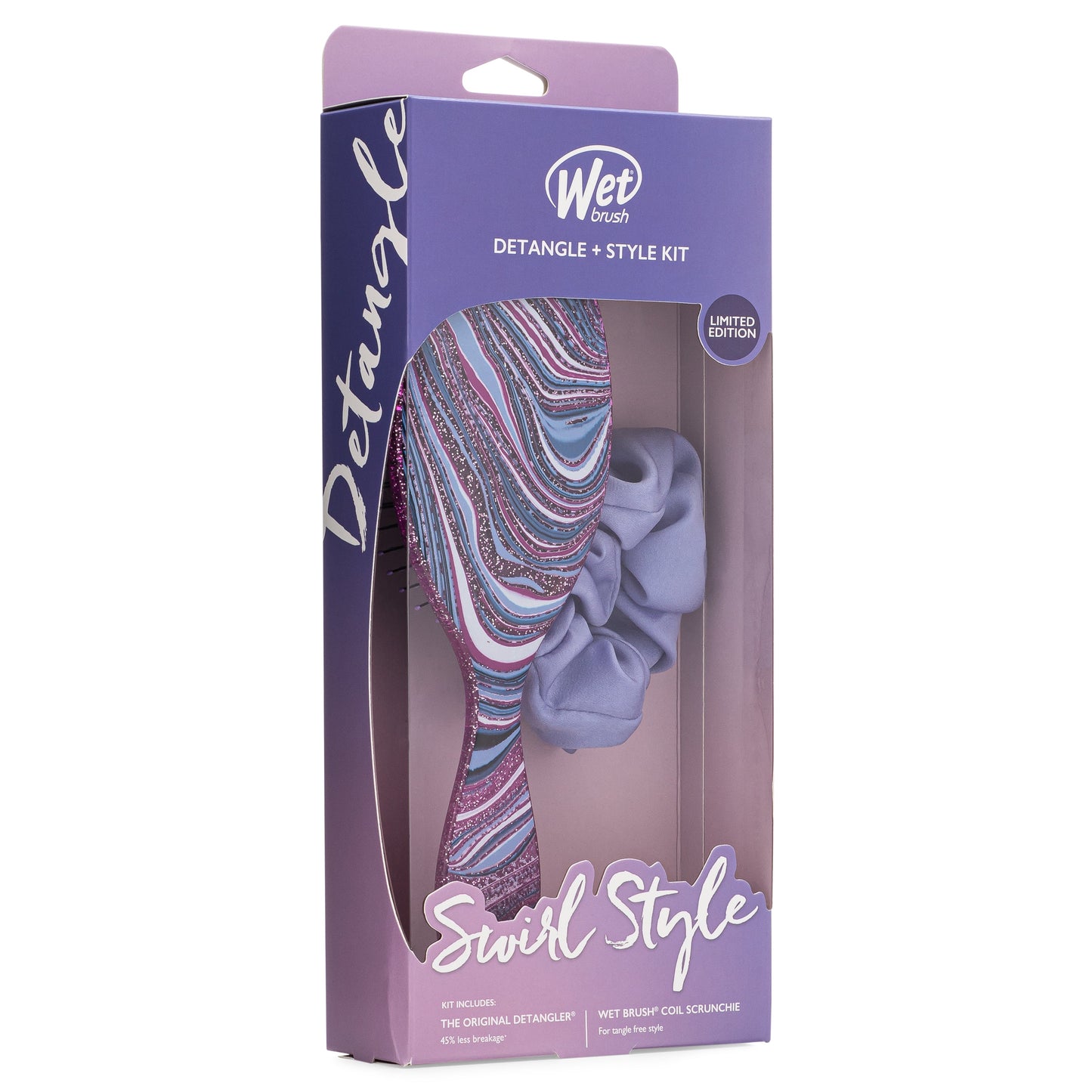 Wet Brush Swirl Style Glitter Detangler and Scrunchie Kit