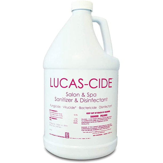 LUCAS-CIDE Salon and Spa Disinfectant 1 Gallon (Pink) Bundle with Leak Proof Spray Bottle 32 Oz. and Pump