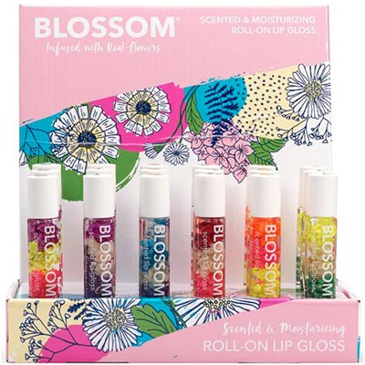 Blossom Roll on Lip Gloss Tropical Fruit 18-Piece Display