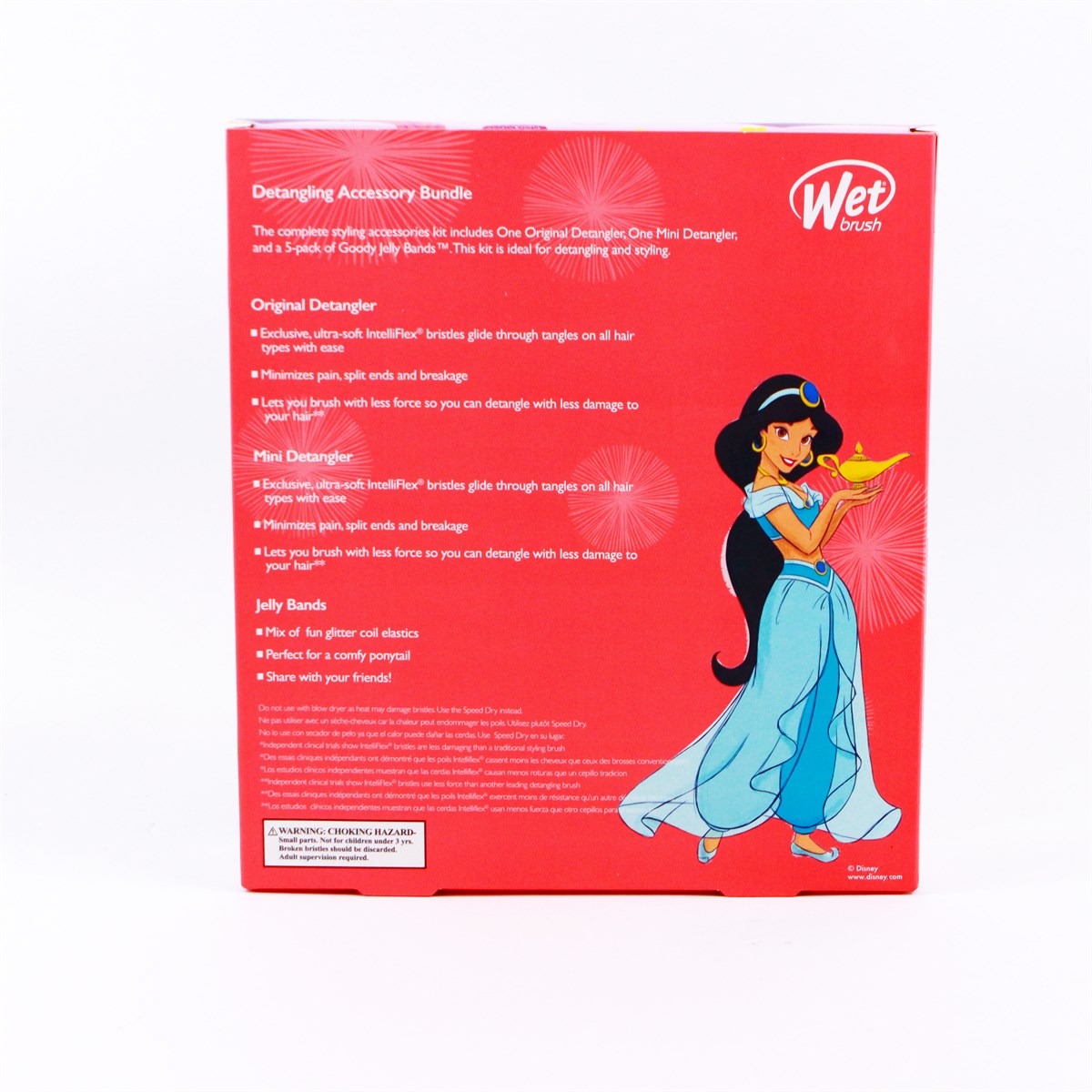 Wet Brush Disney Princess hair brush set featuring Jasmine with a detangling accessory bundle