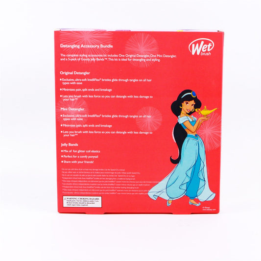 Wet Brush Disney Princess hair brush set featuring Jasmine with a detangling accessory bundle