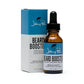 Johnny B Beard Booster Lotion in a brown glass bottle with a dropper and blue box packaging