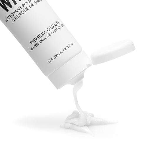 Johnny B Beard Wash in a squeeze tube with white cleansing foam, ideal for beard care