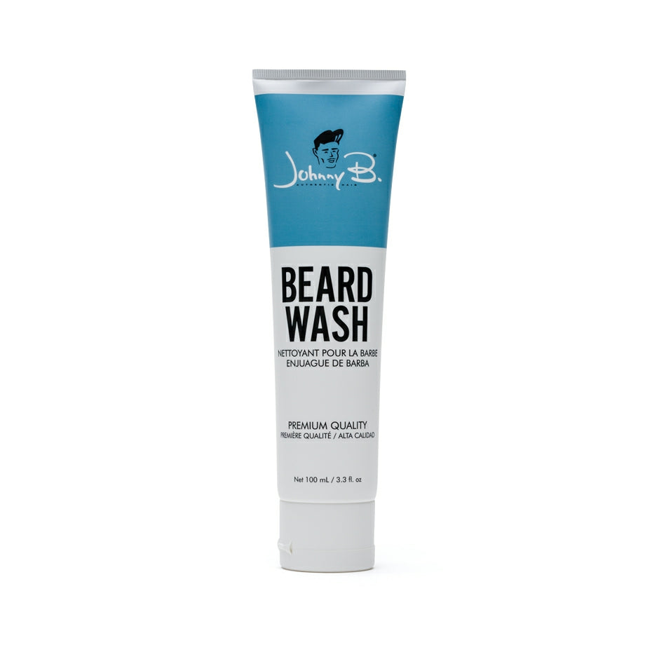 Johnny B Beard Wash in a squeeze tube for premium beard care and gentle cleansing