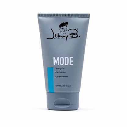 Johnny B. Mode styling gel in a gray tube for versatile hair styling and hold