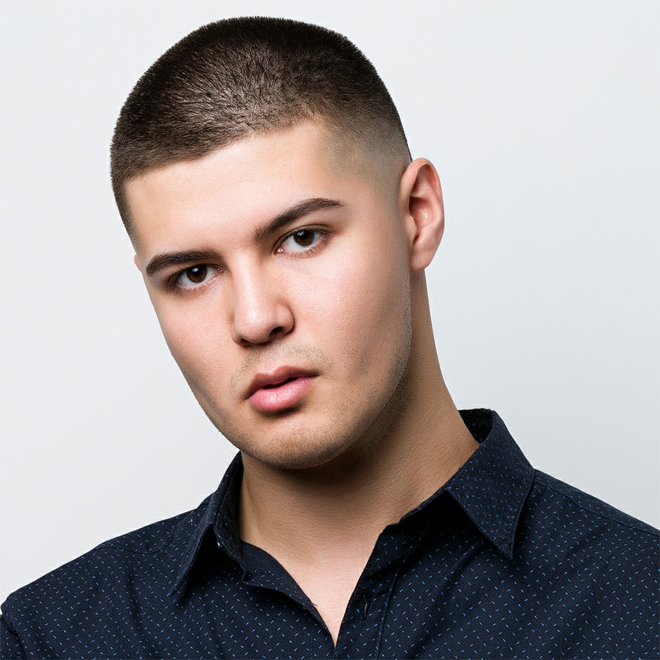 Man showcasing a stylish haircut achieved using Johnny B Original Pomade for a polished look