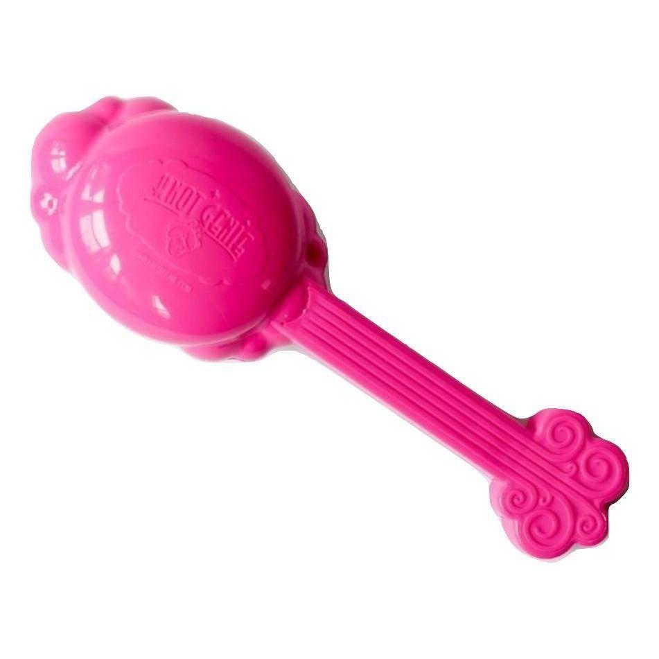 Knot Genie detangling brush in vibrant pink with ergonomic handle for easy hair detangling