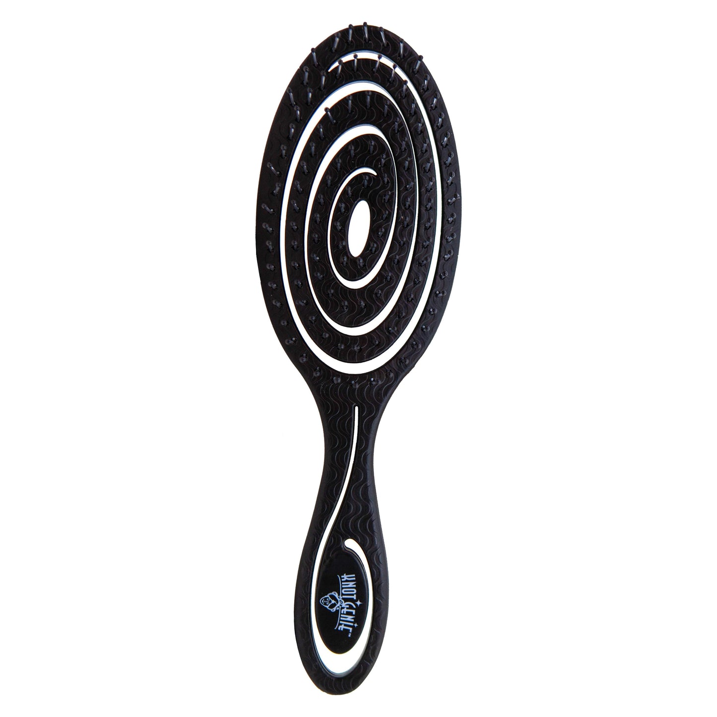 Knot Genie Detangling Brush in Black with Spiral Design for Tangle-Free Hair Care