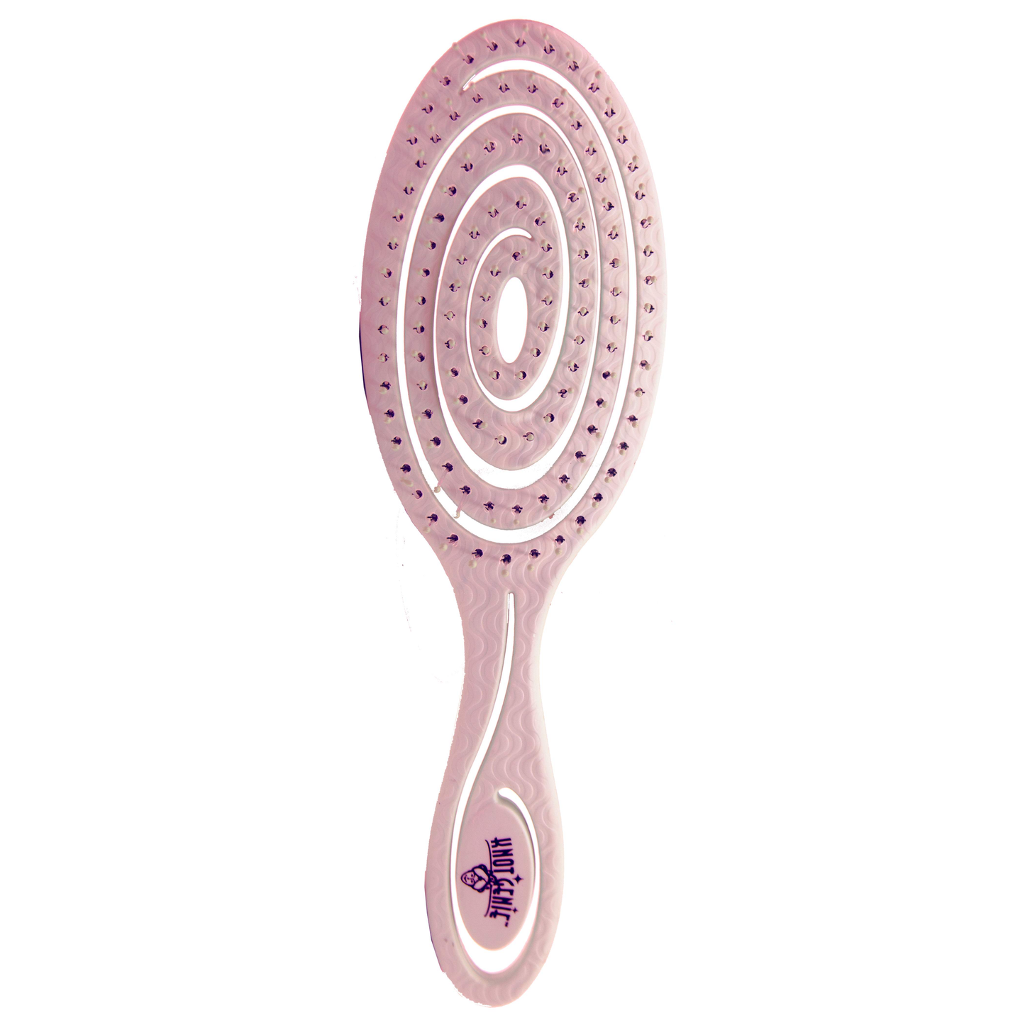Knot Genie Detangling Hair Brush in Soft Pink with Innovative Spiral Design for Easy Tangle Removal