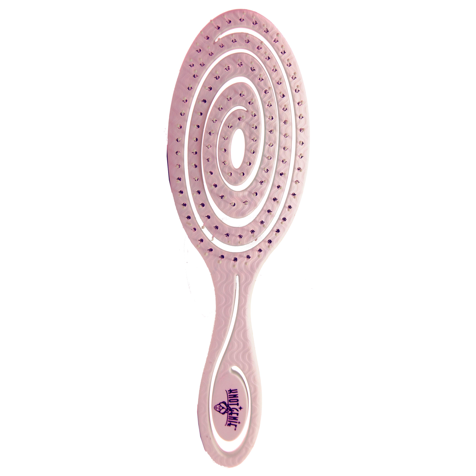 Knot Genie Detangling Hair Brush in Soft Pink with Innovative Spiral Design for Easy Tangle Removal