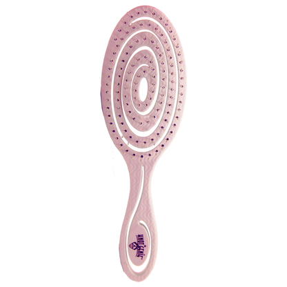Knot Genie Detangling Hair Brush in Soft Pink with Innovative Spiral Design for Easy Tangle Removal