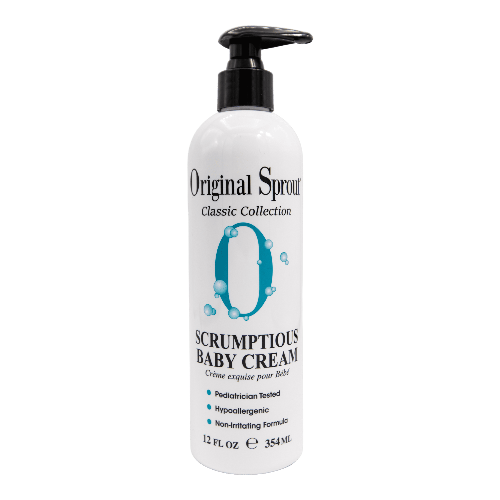 Original Sprout baby cream in a 12 oz bottle with a pump for gentle skin care for infants