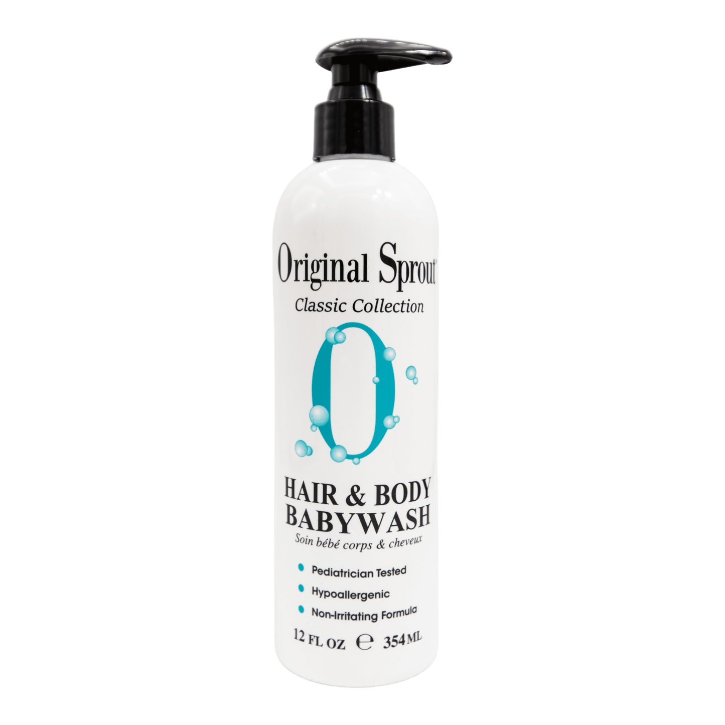 Original Sprout baby wash in a 12 fl oz bottle, suitable for hair and body, hypoallergenic formula