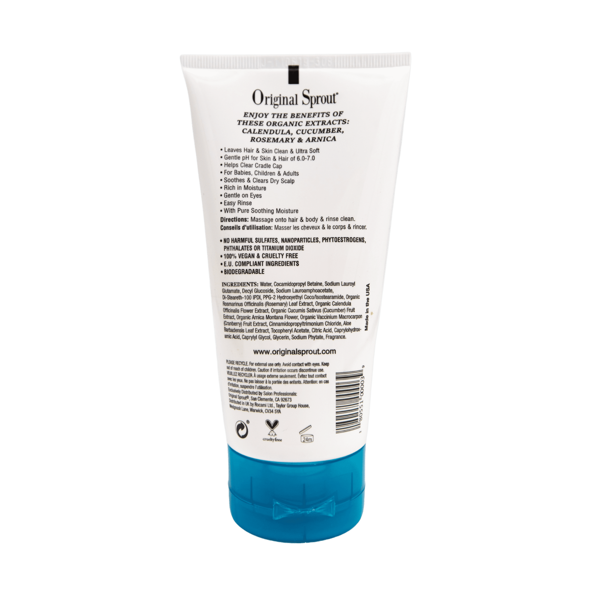 Original Sprout baby wash in a tube featuring organic extracts for gentle cleansing