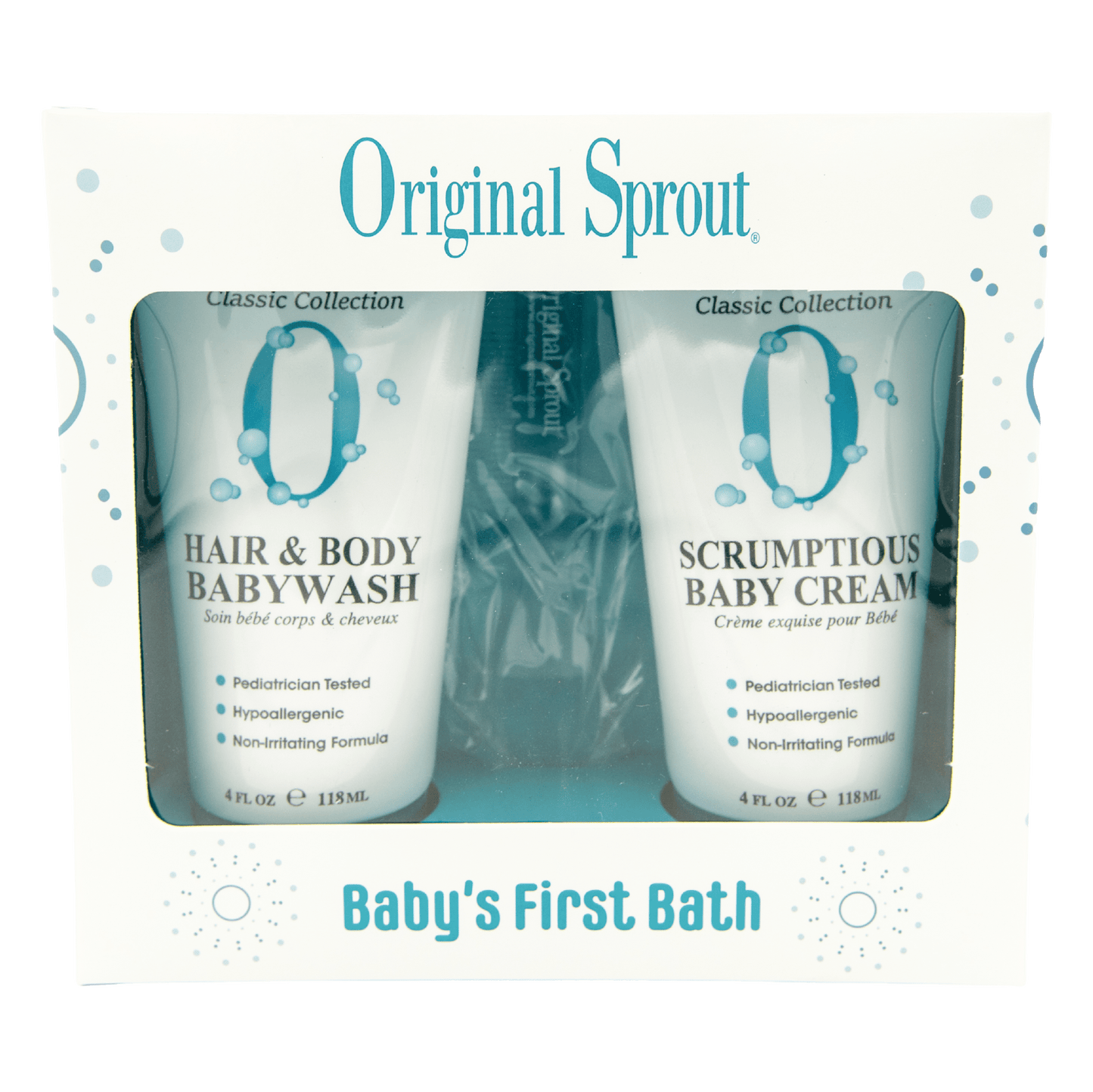 Original Sprout Baby's First Bath Kit featuring Hair and Body Babywash and Scrumptious Baby Cream