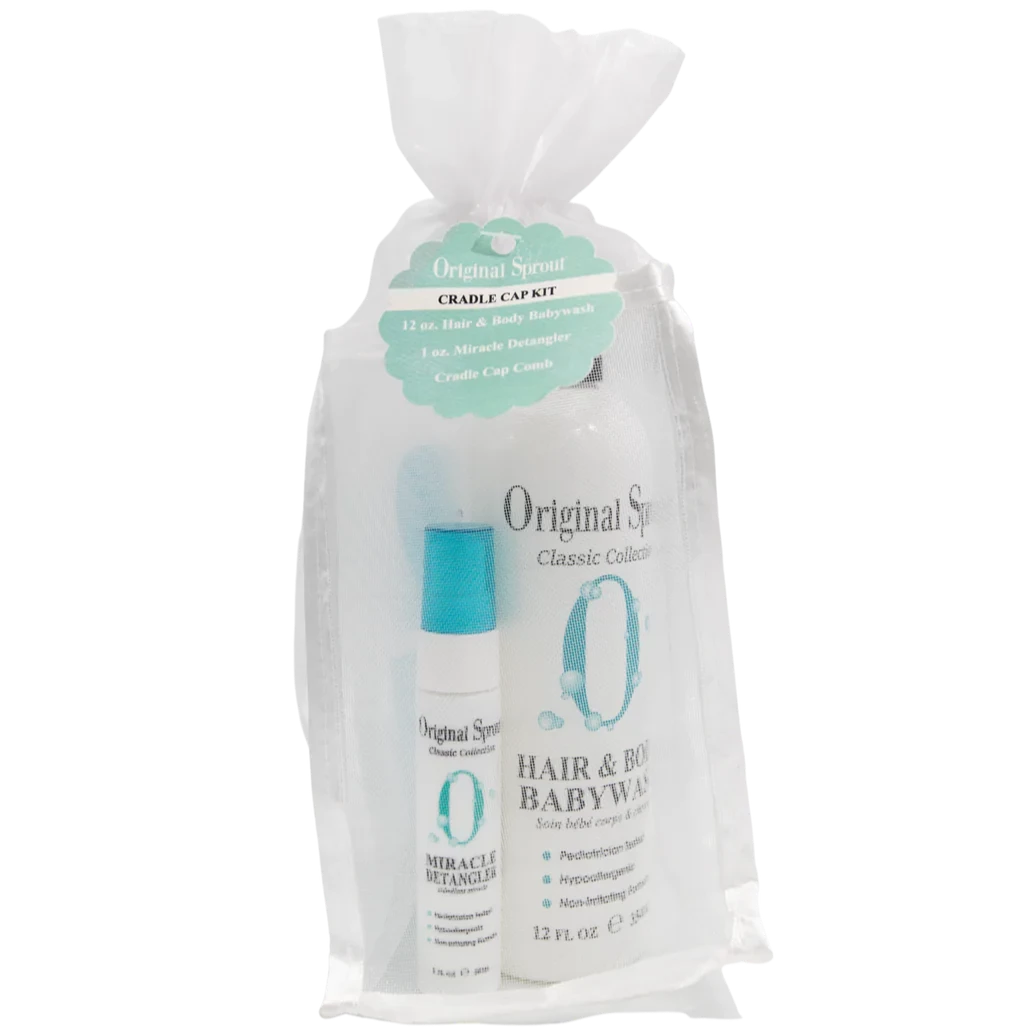 Original Sprout Cradle Cap Treatment Kit with Hair and Body Baby Wash and Miracle Detangler for infants