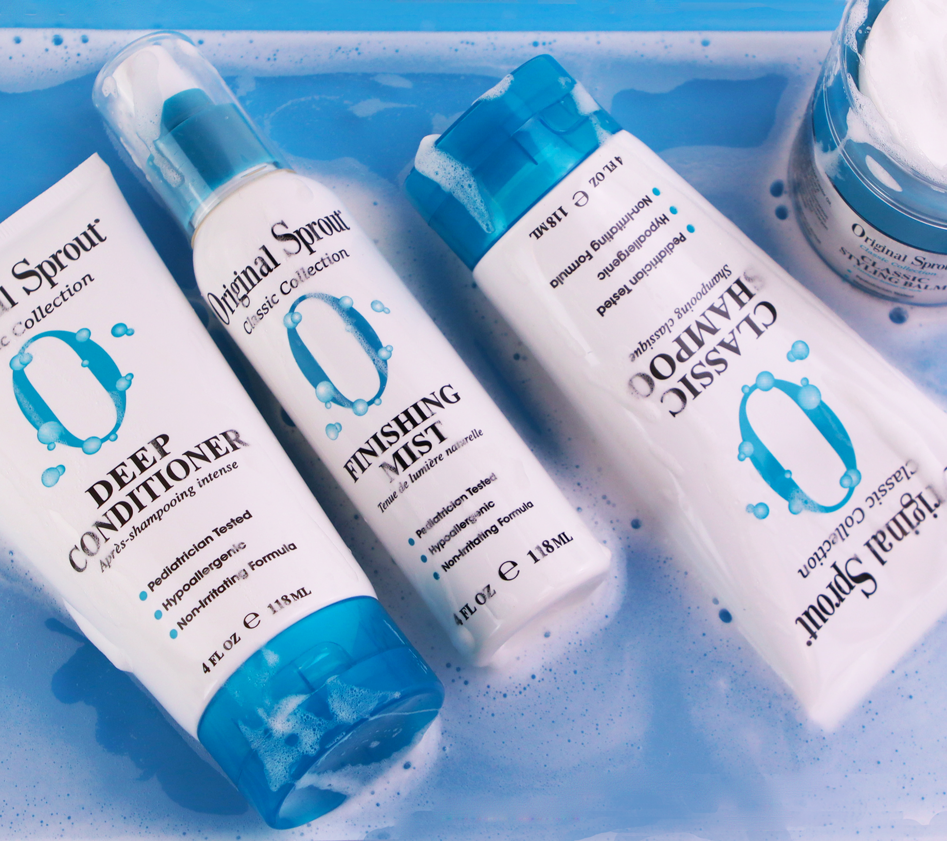 Original Sprout Finishing Mist alongside Deep Conditioner and Classic Shampoo for hair care