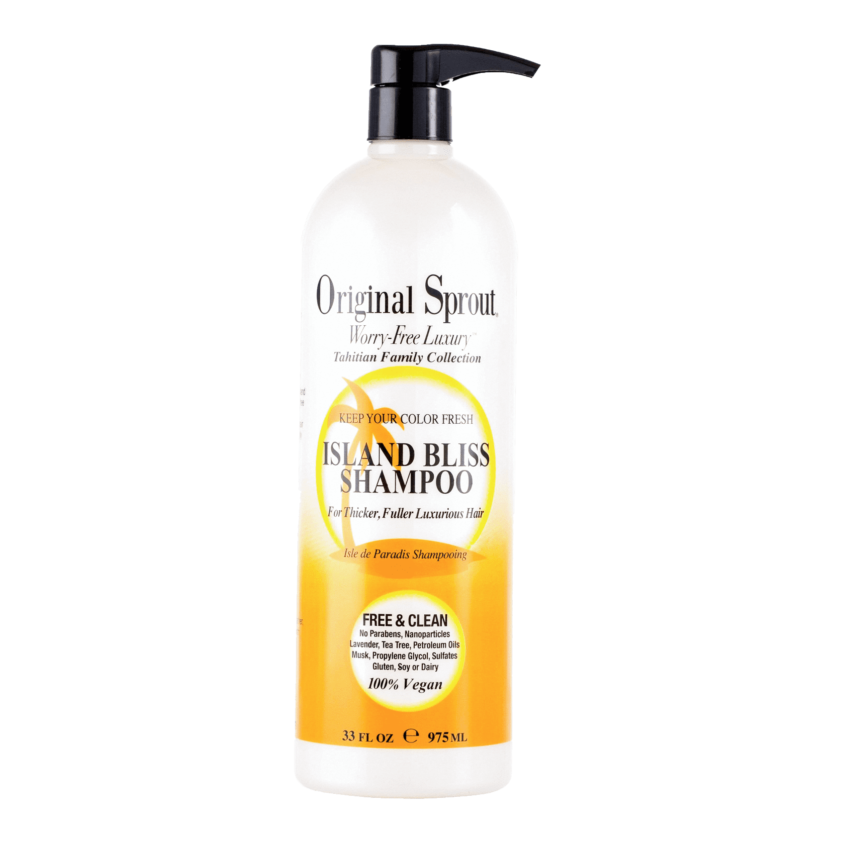 Original Sprout Island Bliss Shampoo in a 33 fl oz bottle for thicker, fuller luxurious hair