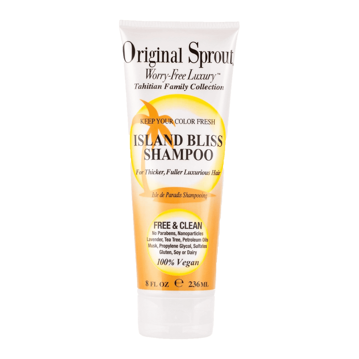 Original Sprout Island Bliss Shampoo in an 8 oz tube for thicker, fuller, luxurious hair care