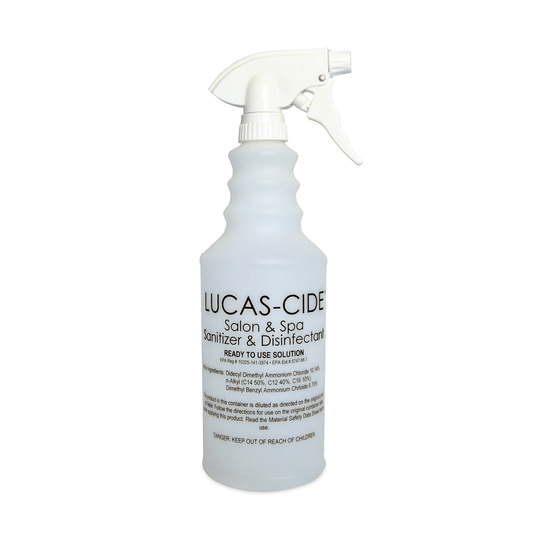 LUCAS-CIDE Salon and Spa Disinfectant 1 Gallon (Pink) Bundle with Leak Proof Spray Bottle 32 Oz.