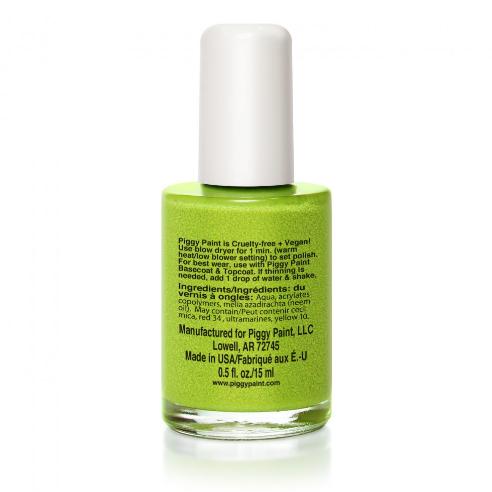 Piggy Paint Non-Toxic Nail Polish for Kids in vibrant green color for safe and fun nail art