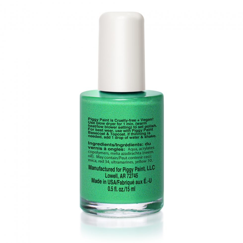 Piggy Paint Non-Toxic Nail Polish for Kids in green shade, safe and fun for children's use
