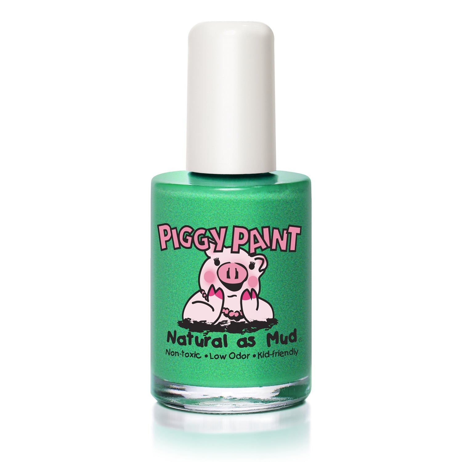 Piggy Paint Natural as Mud Non-Toxic Nail Polish for Kids in vibrant green shade