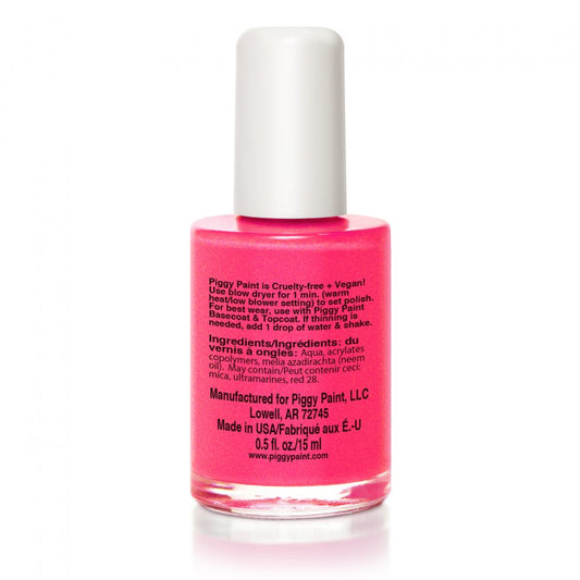 Bright pink Piggy Paint non-toxic nail polish for kids in a 0.5 fl oz bottle, cruelty-free and vegan