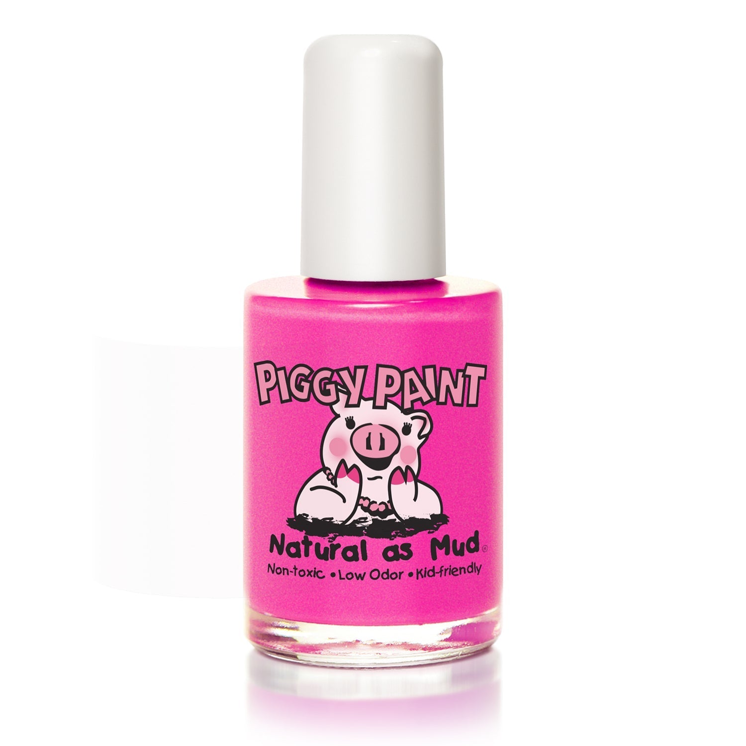 Piggy Paint non-toxic nail polish for kids in bright pink, safe and kid-friendly with a low odor formula