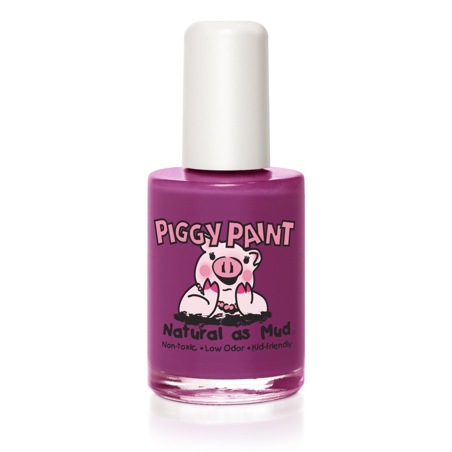 Piggy Paint Natural as Mud in Purple, non-toxic nail polish for kids with low odor and kid-friendly formula