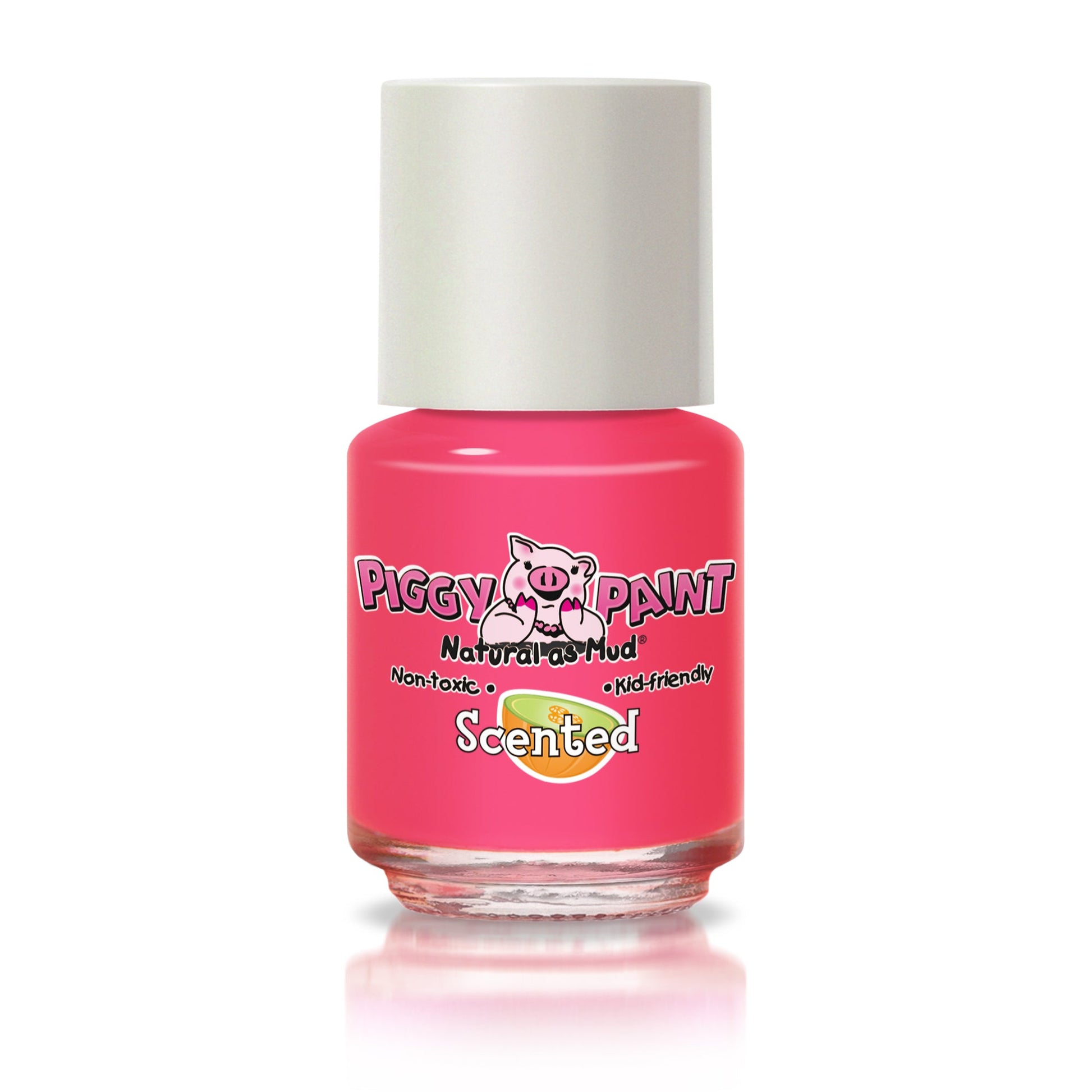 Piggy Paint scented nail polish in bright pink with kid-friendly and non-toxic formula