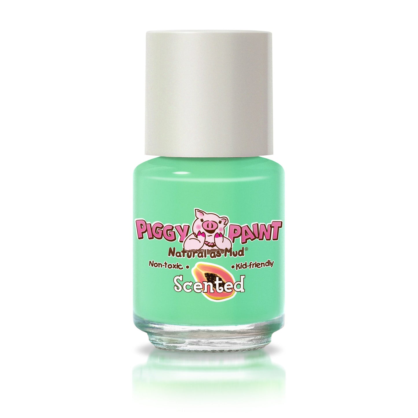 Piggy Paint scented nail polish in mint green with a kid-friendly formula and fruity fragrance