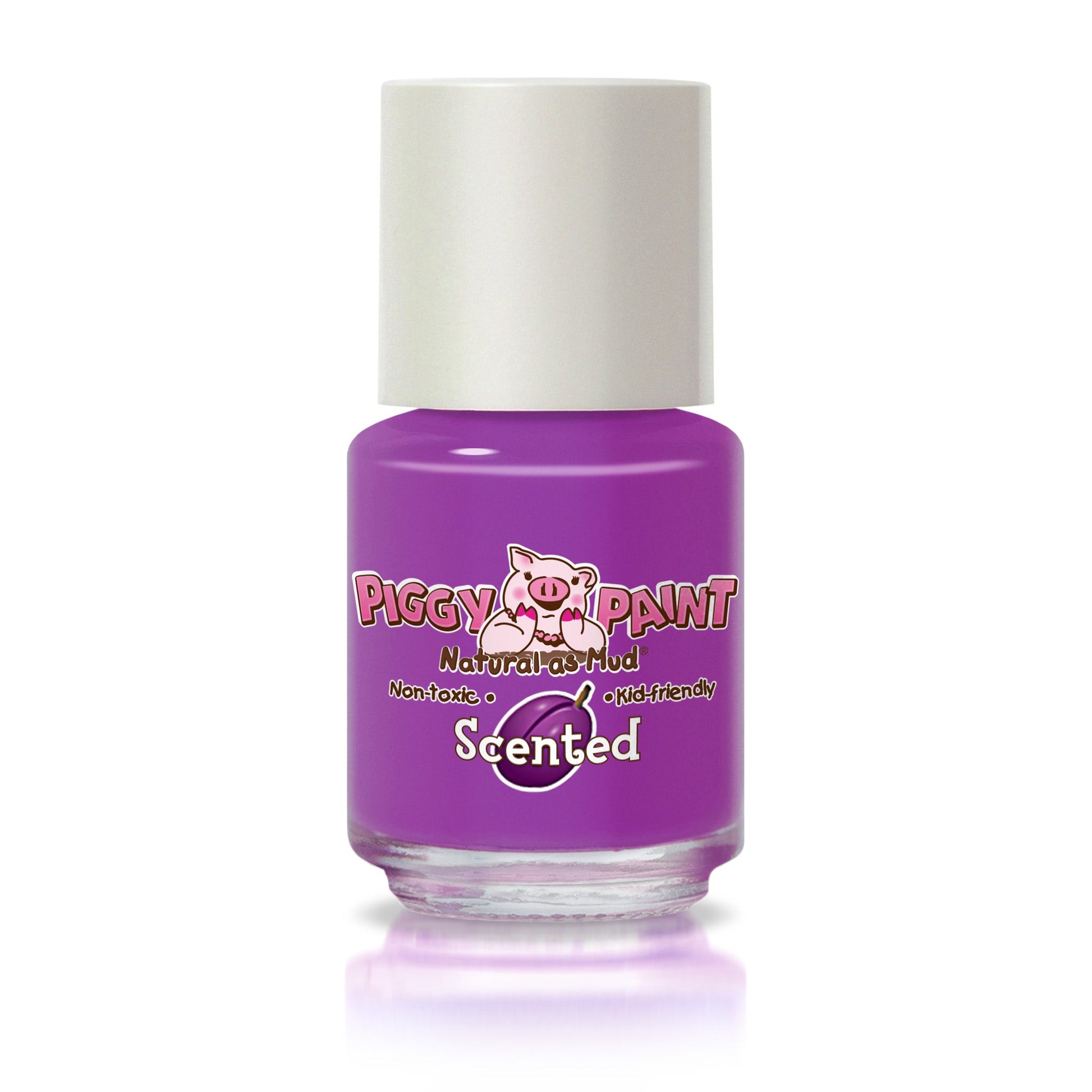 Piggy Paint scented nail polish in vibrant purple, non-toxic and kid-friendly formula