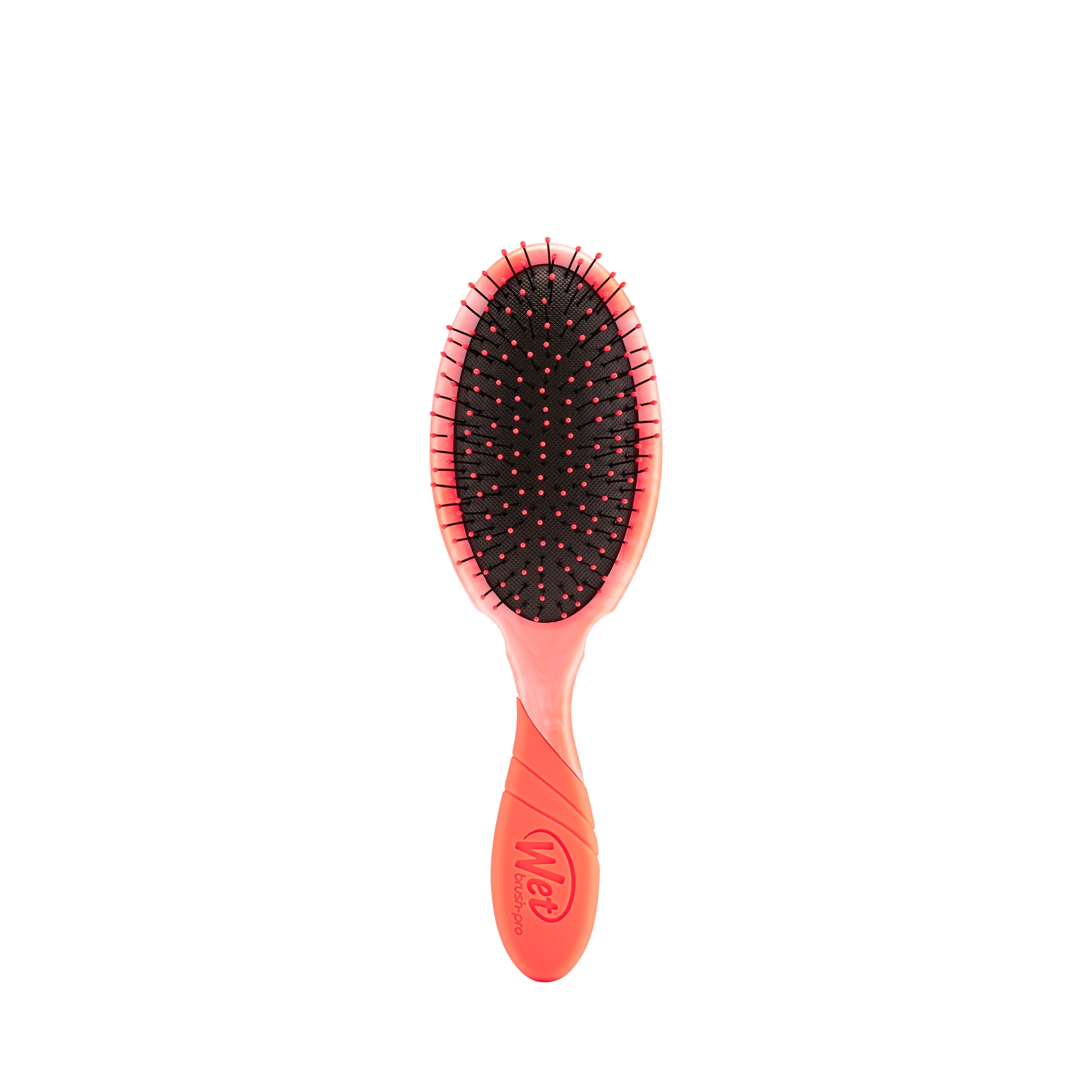 Wet Brush Color Shock detangler in vibrant coral color for effortless hair detangling