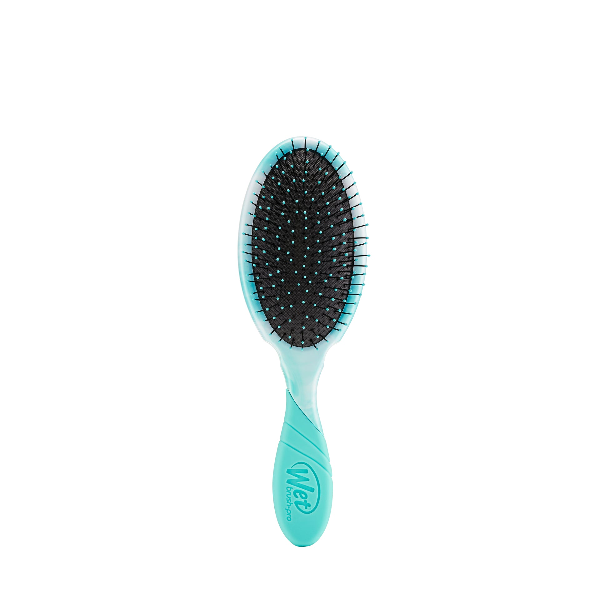 Wet Brush Color Shock detangler in teal with flexible bristles for easy hair styling