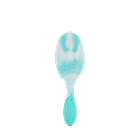 Wet Brush Color Shock detangler in teal and white with a comfortable grip for easy hair detangling
