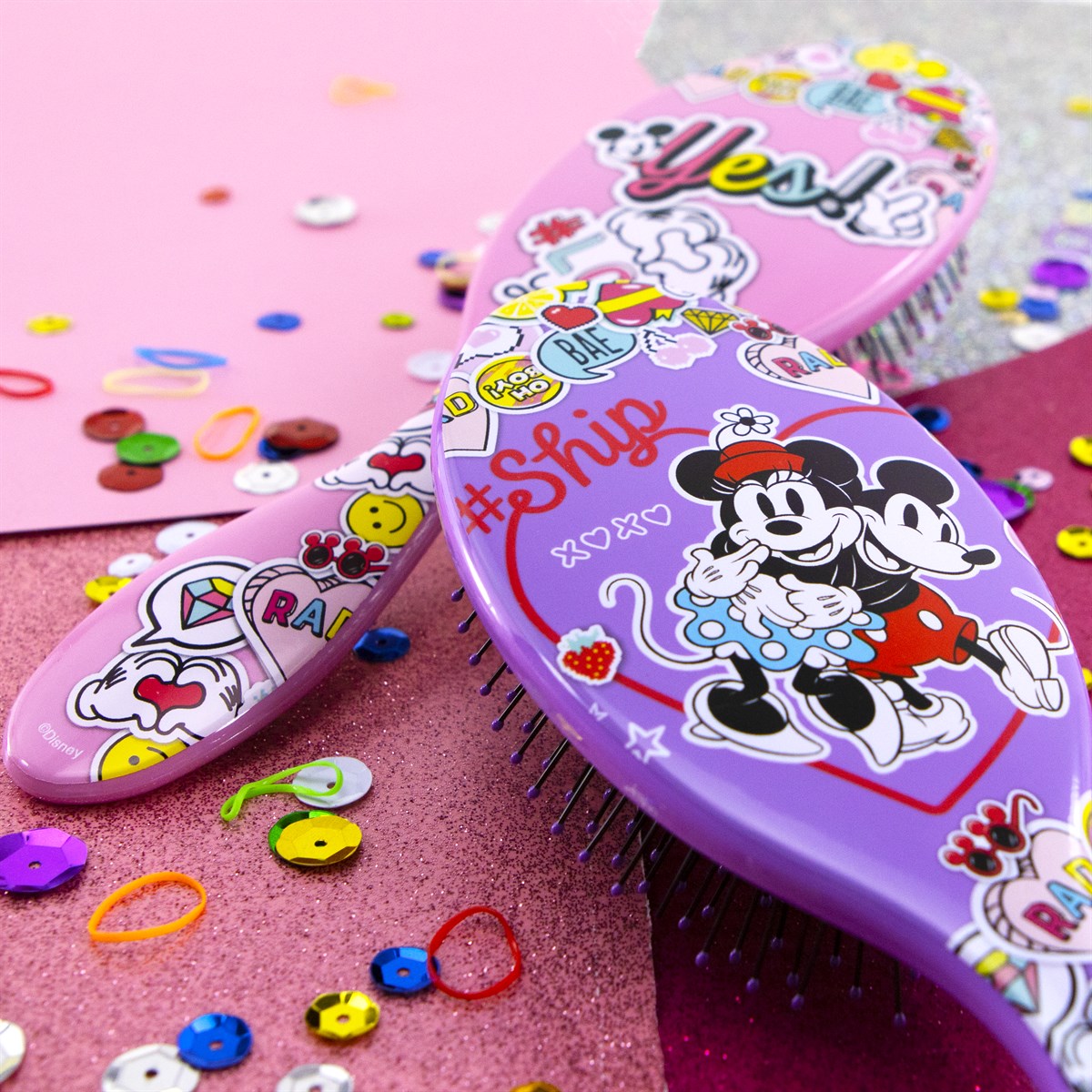 Wet Brush Disney Mickey Mouse Detangler Brushes in Fun Colors with Cute Graphics and Stickers