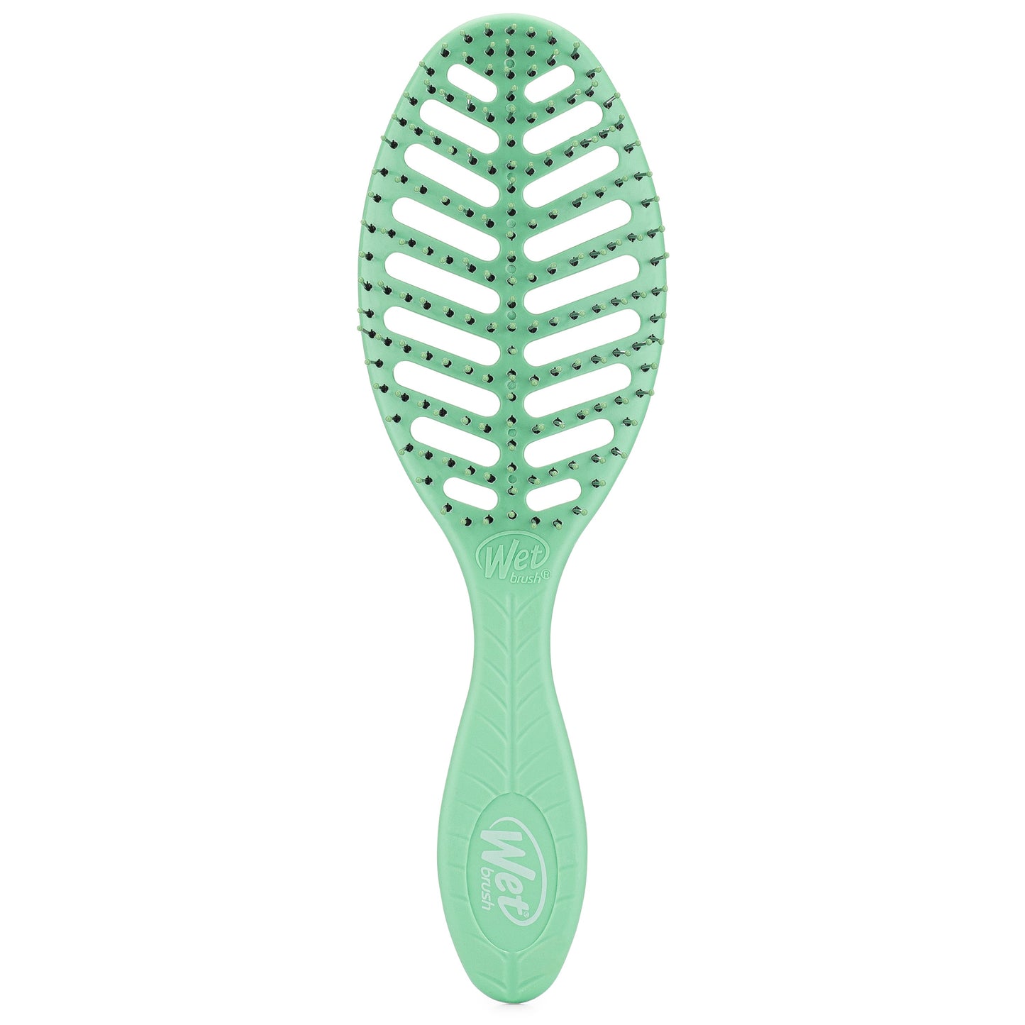 Wet Brush Go Green Detangler in green with flexible bristles for effortless hair detangling