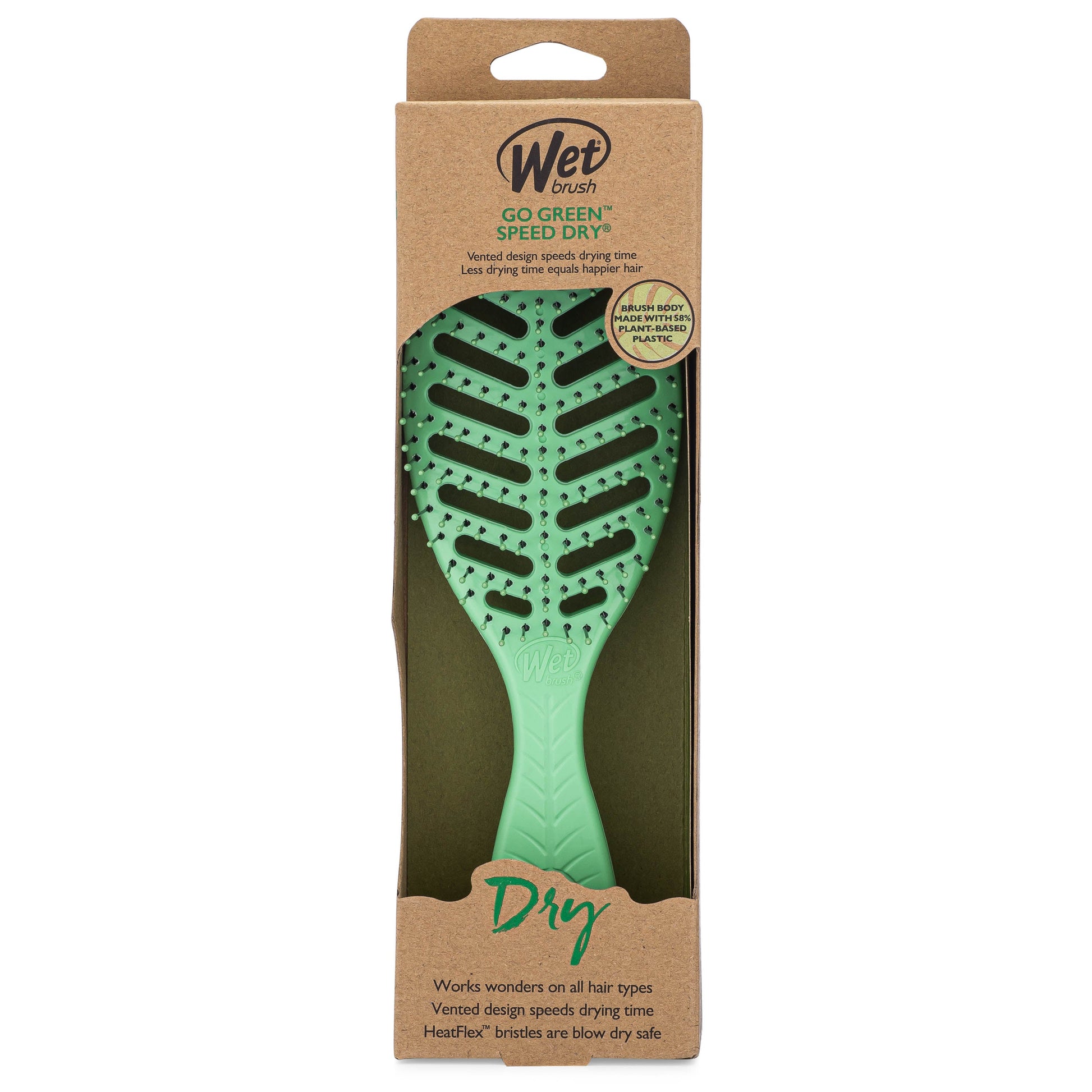 Wet Brush Go Green Detangler with eco-friendly design for fast drying on all hair types