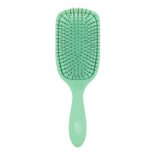 Wet Brush Go Green Paddle Detangler in mint green designed for easy and gentle hair detangling.