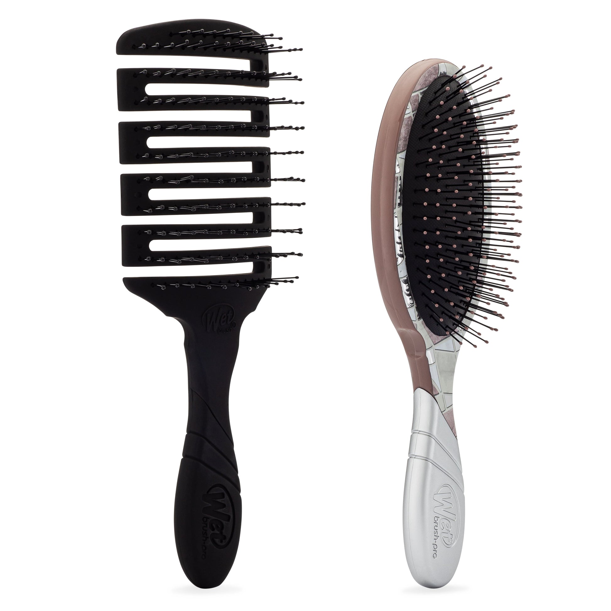 Wet Brush Graphic Monochrome Kit featuring a detangler and styling brush for hassle-free hair care