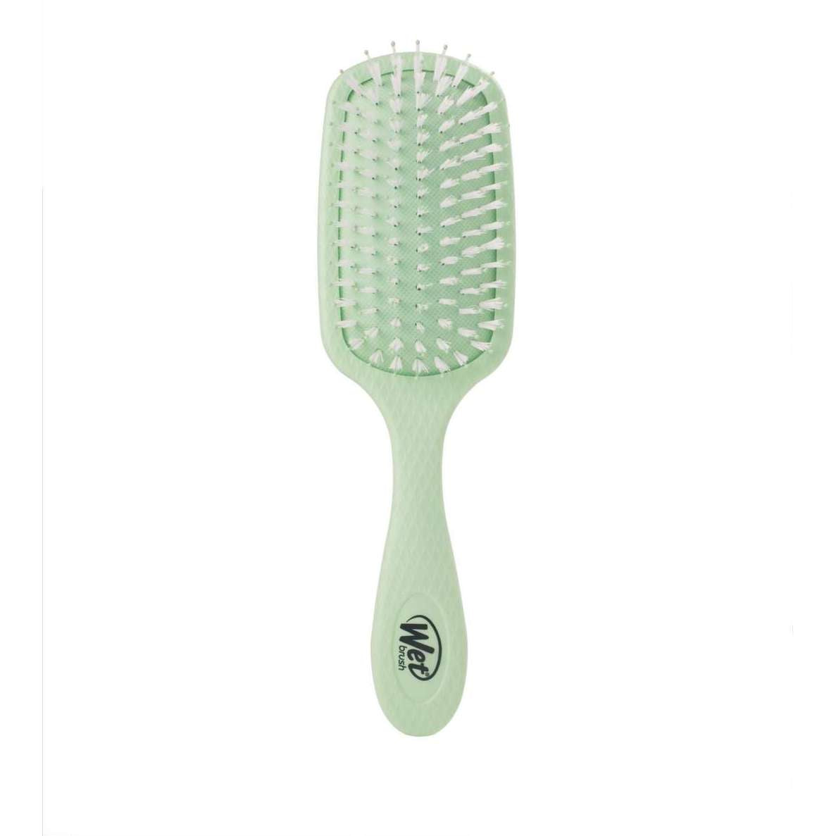 Wet Brush oil infused detangling brush in mint green for smooth, stress-free hair care.