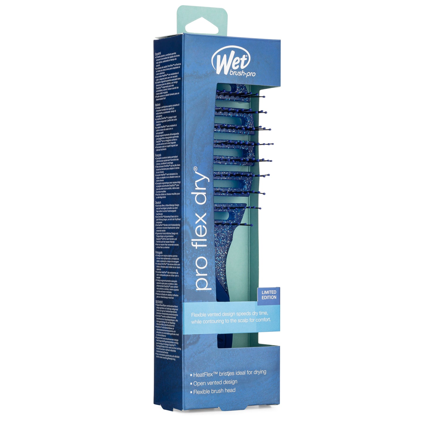 Wet Brush Pro Flex Dry Detangler with flexible bristles and unique vented design for effortless hair drying