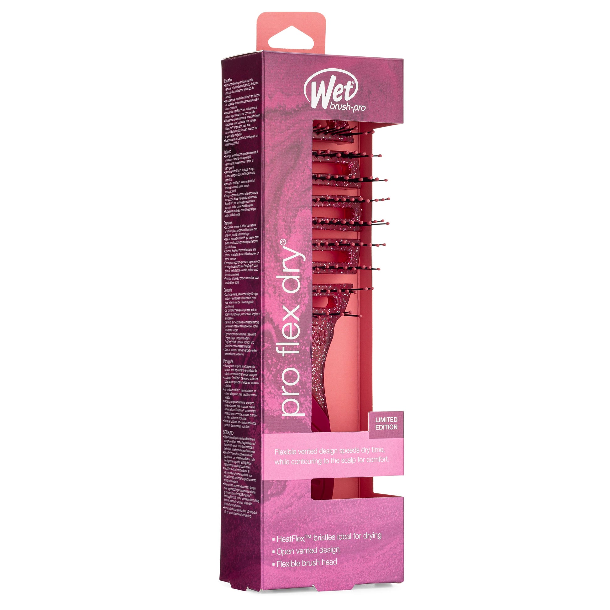 Wet Brush Pro Flex Dry Detangler with flexible bristles for easy styling and drying in a stylish design