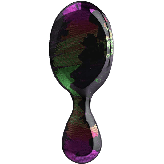 Wet Brush Pro Mini Detangler in a vibrant purple and green pattern for easy hair detangling
