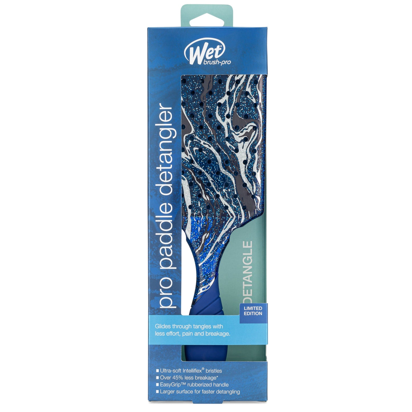 Wet Brush Pro Paddle Detangler with ultra-soft bristles and limited edition design for easy detangling