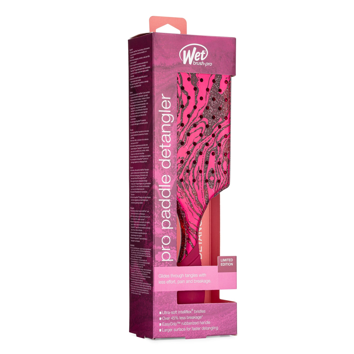 Wet Brush Pro Paddle Detangler in Limited Edition Packaging for Effortless Tangle-Free Hair Care
